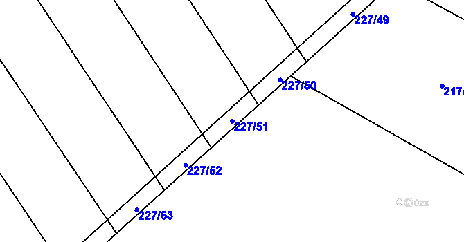 Parcela st. 227/51 v KÚ Okřínek, Katastrální mapa