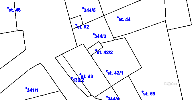 Parcela st. 42/2 v KÚ Srbce u Okřínka, Katastrální mapa