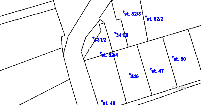 Parcela st. 52/4 v KÚ Srbce u Okřínka, Katastrální mapa