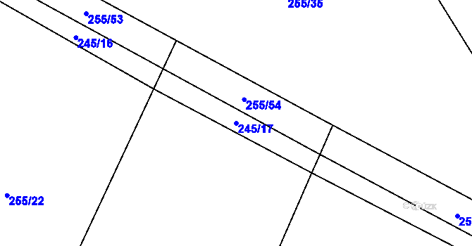 Parcela st. 245/17 v KÚ Srbce u Okřínka, Katastrální mapa