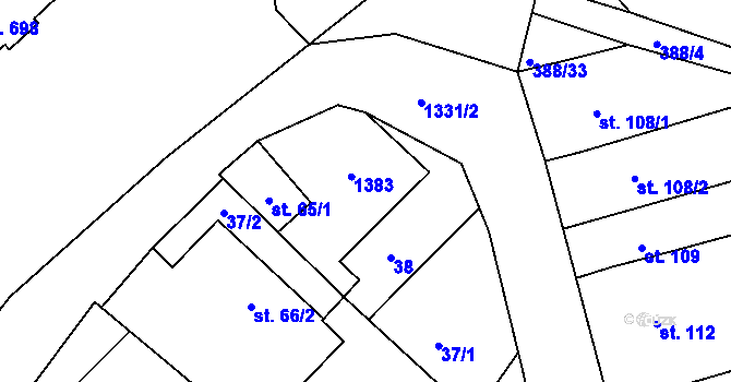 Parcela st. 65/2 v KÚ Okříšky, Katastrální mapa