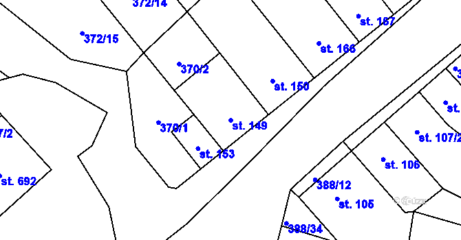 Parcela st. 149 v KÚ Okříšky, Katastrální mapa