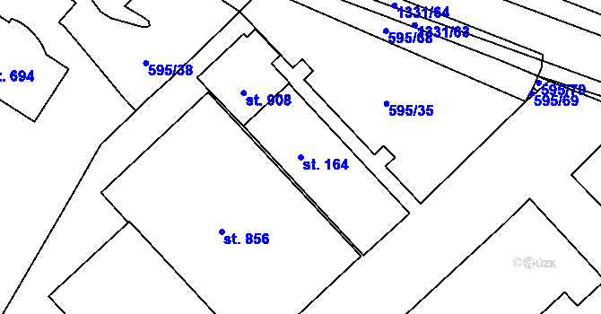 Parcela st. 164 v KÚ Okříšky, Katastrální mapa