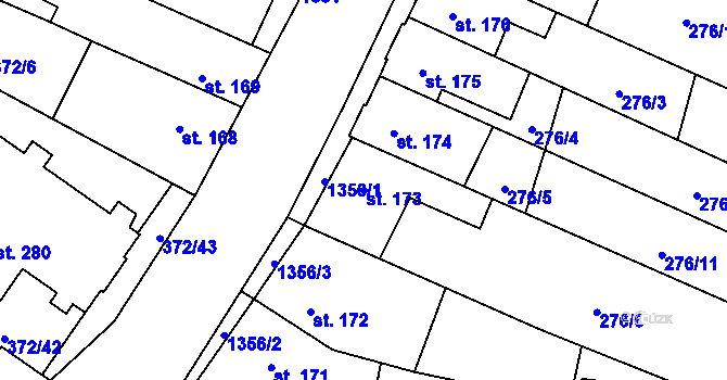 Parcela st. 173 v KÚ Okříšky, Katastrální mapa