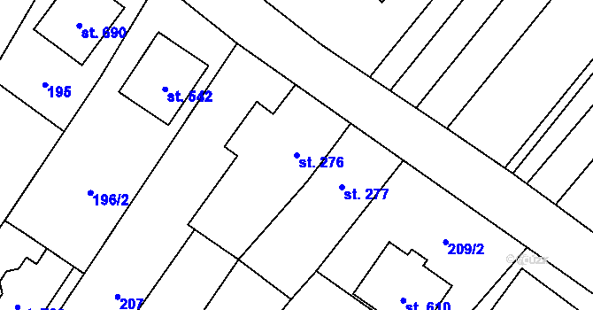Parcela st. 276 v KÚ Okříšky, Katastrální mapa
