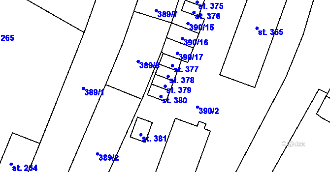 Parcela st. 379 v KÚ Okříšky, Katastrální mapa