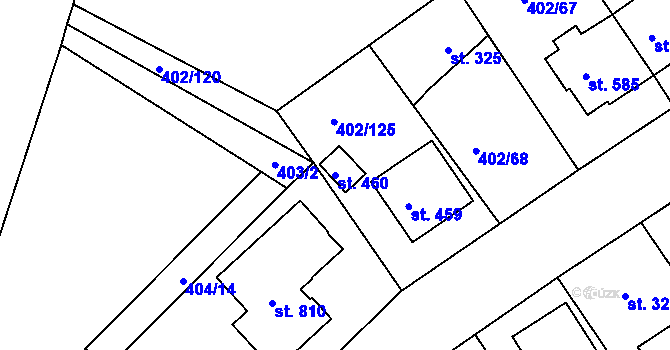 Parcela st. 460 v KÚ Okříšky, Katastrální mapa