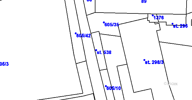 Parcela st. 538 v KÚ Okříšky, Katastrální mapa