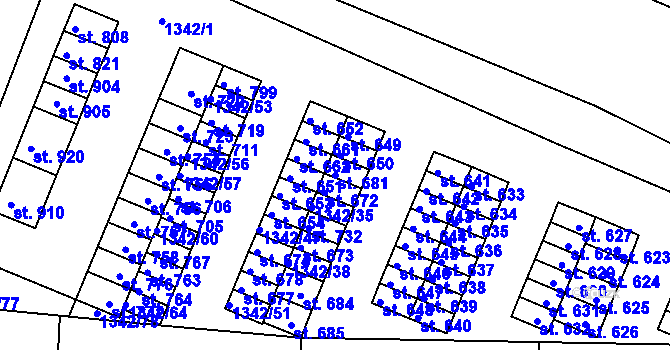 Parcela st. 681 v KÚ Okříšky, Katastrální mapa