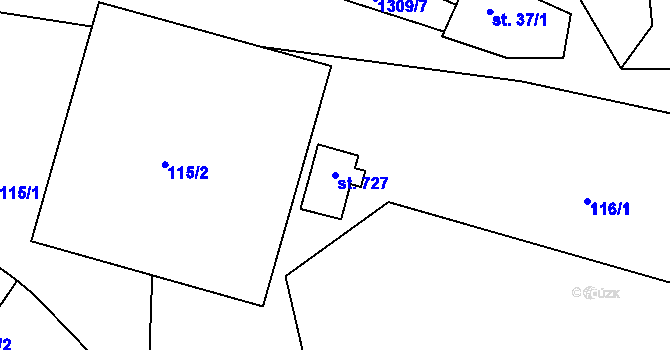 Parcela st. 727 v KÚ Okříšky, Katastrální mapa