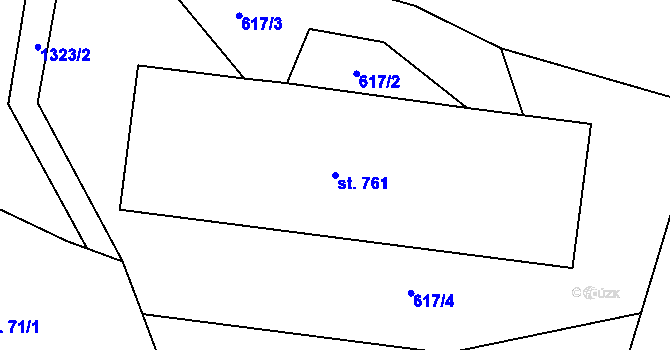 Parcela st. 761 v KÚ Okříšky, Katastrální mapa