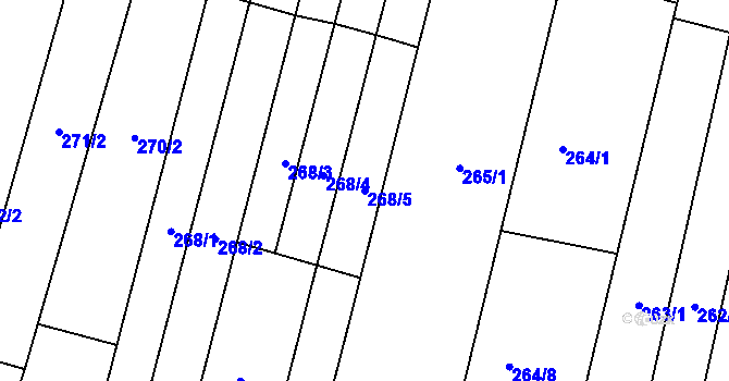 Parcela st. 268/5 v KÚ Okříšky, Katastrální mapa