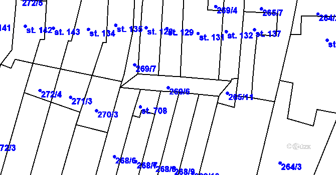 Parcela st. 269/6 v KÚ Okříšky, Katastrální mapa