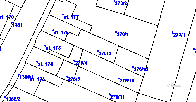 Parcela st. 276/3 v KÚ Okříšky, Katastrální mapa