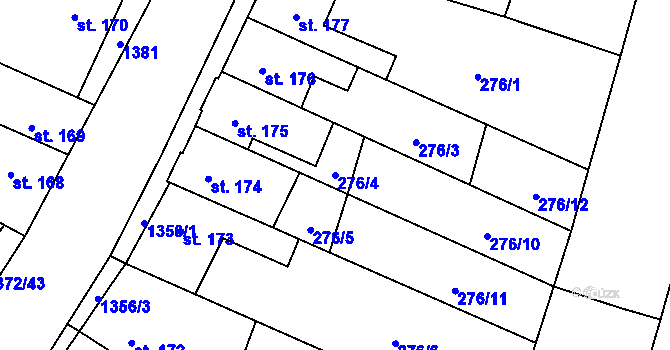 Parcela st. 276/4 v KÚ Okříšky, Katastrální mapa