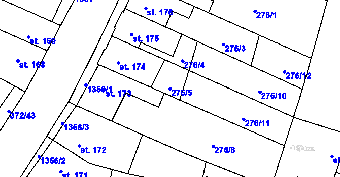 Parcela st. 276/5 v KÚ Okříšky, Katastrální mapa