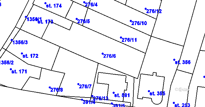 Parcela st. 276/6 v KÚ Okříšky, Katastrální mapa