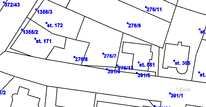 Parcela st. 276/7 v KÚ Okříšky, Katastrální mapa