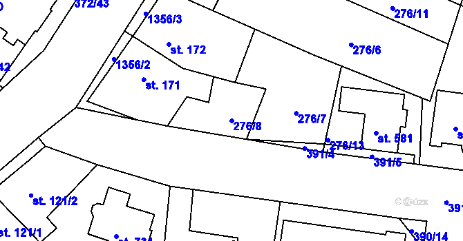Parcela st. 276/8 v KÚ Okříšky, Katastrální mapa