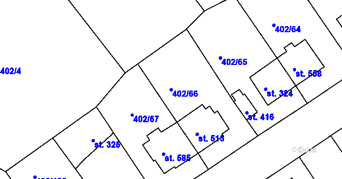 Parcela st. 402/66 v KÚ Okříšky, Katastrální mapa