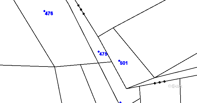 Parcela st. 475 v KÚ Okříšky, Katastrální mapa