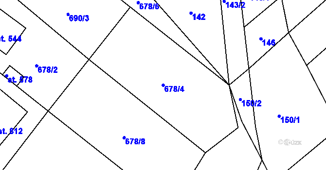 Parcela st. 678/4 v KÚ Okříšky, Katastrální mapa