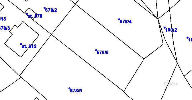 Parcela st. 678/8 v KÚ Okříšky, Katastrální mapa