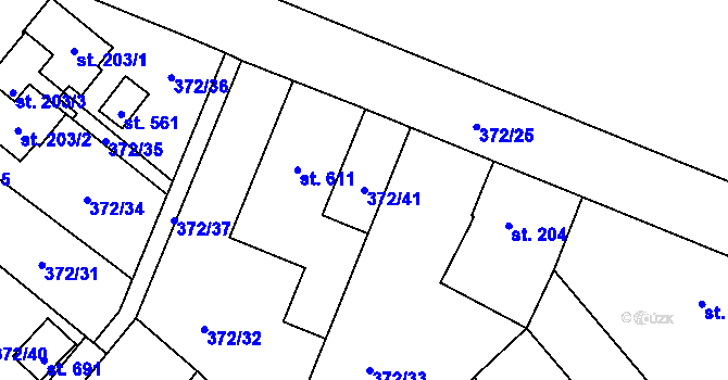Parcela st. 372/41 v KÚ Okříšky, Katastrální mapa