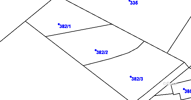 Parcela st. 382/2 v KÚ Okříšky, Katastrální mapa