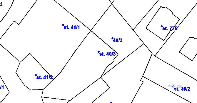 Parcela st. 40/3 v KÚ Okříšky, Katastrální mapa