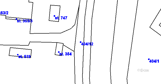 Parcela st. 404/12 v KÚ Okříšky, Katastrální mapa