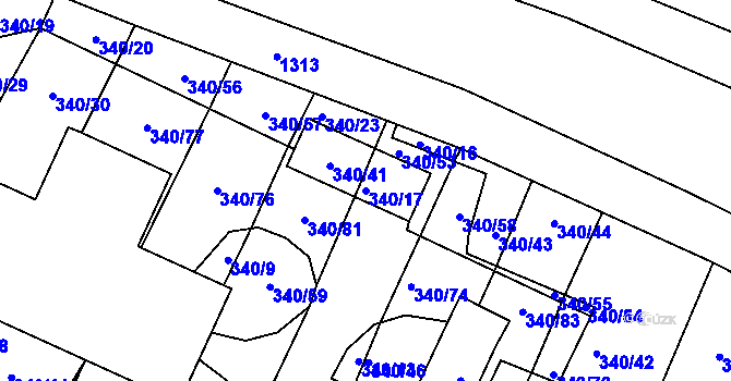 Parcela st. 340/17 v KÚ Okříšky, Katastrální mapa