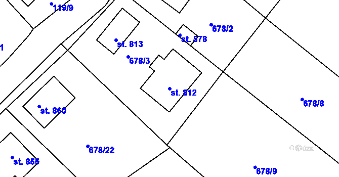 Parcela st. 812 v KÚ Okříšky, Katastrální mapa
