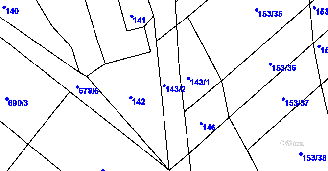 Parcela st. 143/2 v KÚ Okříšky, Katastrální mapa