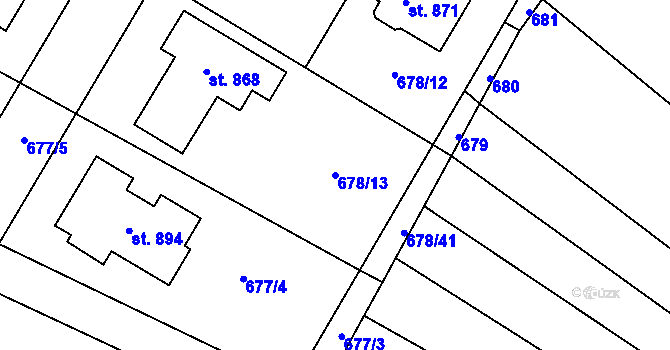 Parcela st. 678/13 v KÚ Okříšky, Katastrální mapa