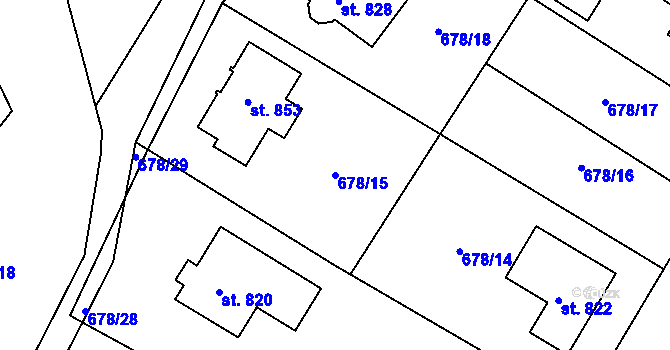 Parcela st. 678/15 v KÚ Okříšky, Katastrální mapa