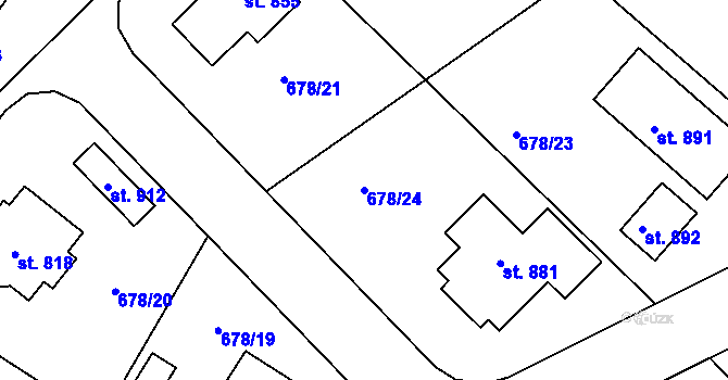 Parcela st. 678/24 v KÚ Okříšky, Katastrální mapa