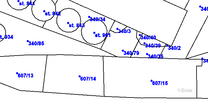 Parcela st. 340/24 v KÚ Okříšky, Katastrální mapa