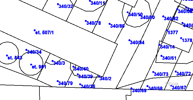 Parcela st. 507/5 v KÚ Okříšky, Katastrální mapa