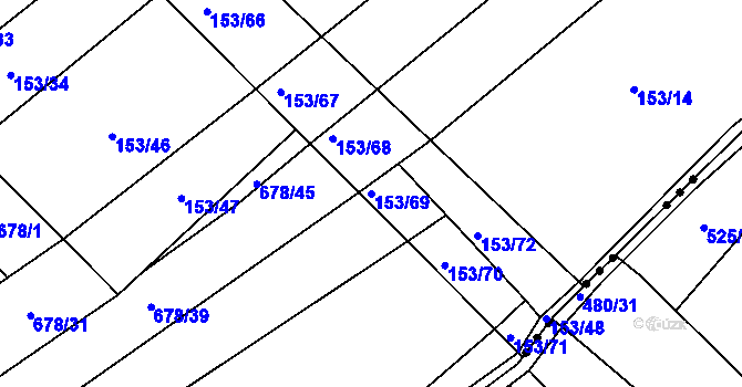 Parcela st. 153/69 v KÚ Okříšky, Katastrální mapa