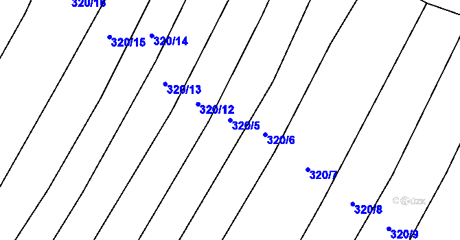 Parcela st. 320/5 v KÚ Okříšky, Katastrální mapa