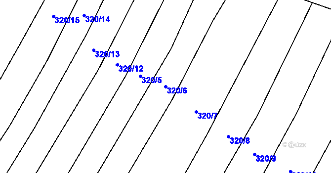 Parcela st. 320/6 v KÚ Okříšky, Katastrální mapa