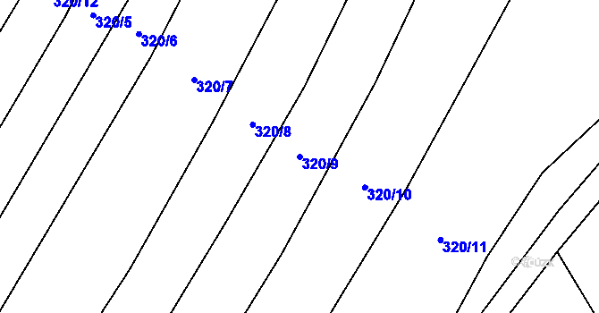 Parcela st. 320/9 v KÚ Okříšky, Katastrální mapa