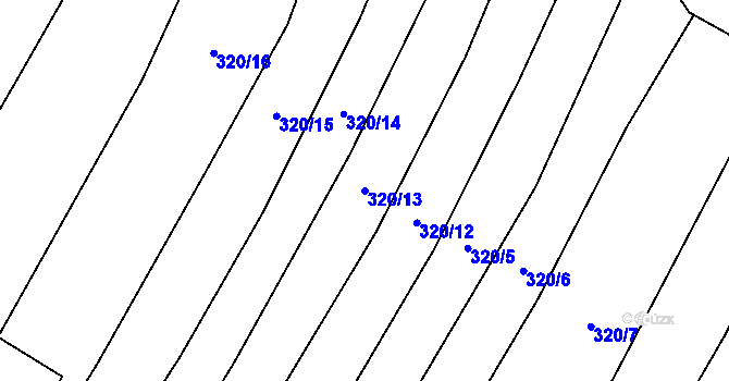 Parcela st. 320/13 v KÚ Okříšky, Katastrální mapa