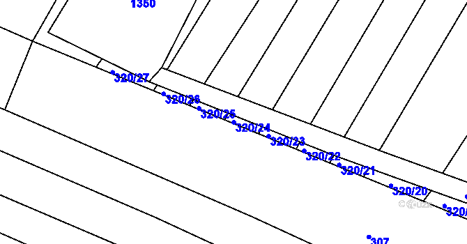 Parcela st. 320/24 v KÚ Okříšky, Katastrální mapa