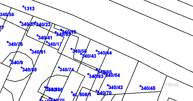 Parcela st. 340/44 v KÚ Okříšky, Katastrální mapa