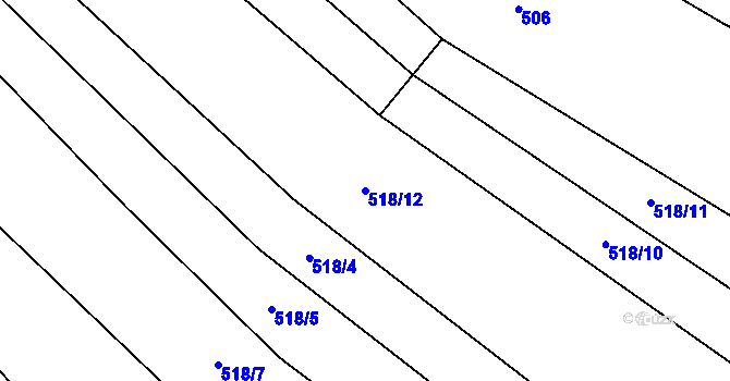Parcela st. 518/12 v KÚ Okříšky, Katastrální mapa