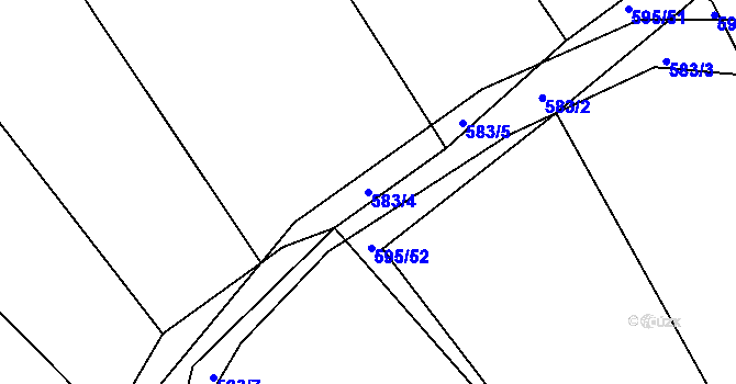 Parcela st. 583/4 v KÚ Okříšky, Katastrální mapa