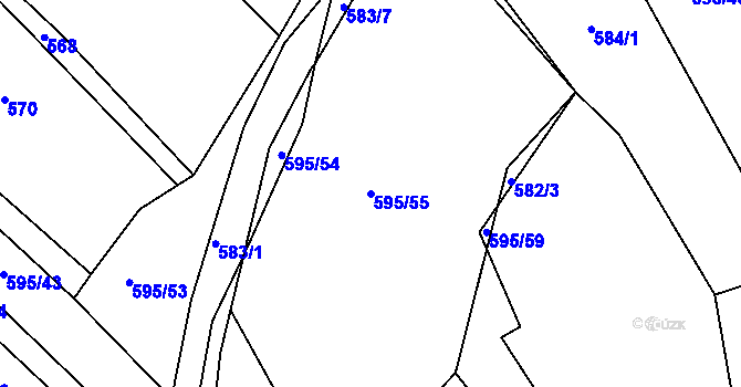 Parcela st. 595/55 v KÚ Okříšky, Katastrální mapa
