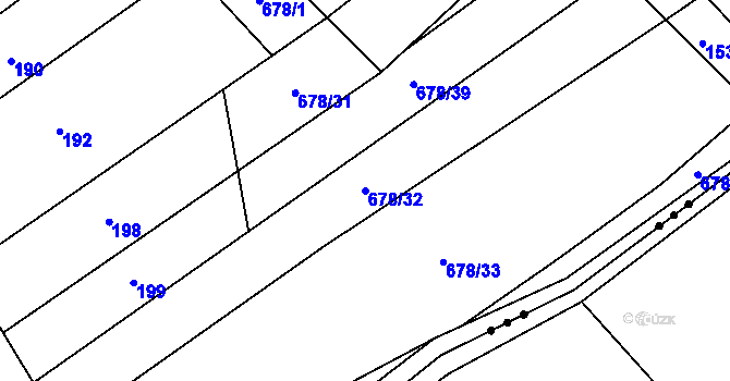 Parcela st. 678/32 v KÚ Okříšky, Katastrální mapa
